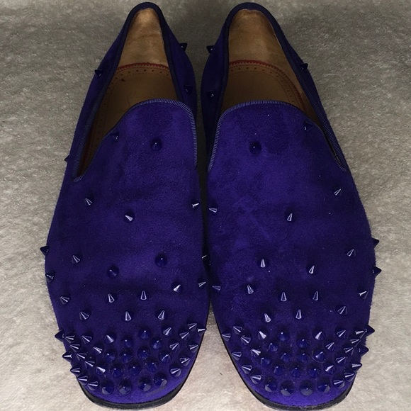 Christian Louboutin Spiked Purple Suede Slip-On Loafers (IT 40.5 / US 7.5) - Picture 5 of 8